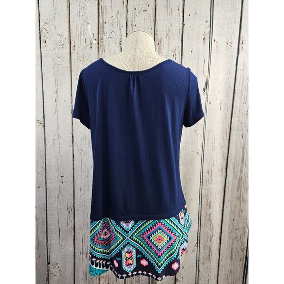 ALK Women's M Gilli Blue Jersey Knit Short Sleeve Blouse Shirt Top T-Shirt EUC - Picture 5 of 7